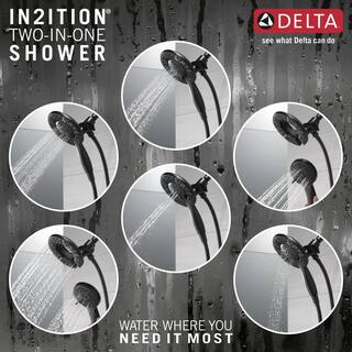 Delta In2ition 4-Spray Patterns 1.75 GPM 6 in. Wall Mount Dual Shower Heads in Matte Black 58499-BL