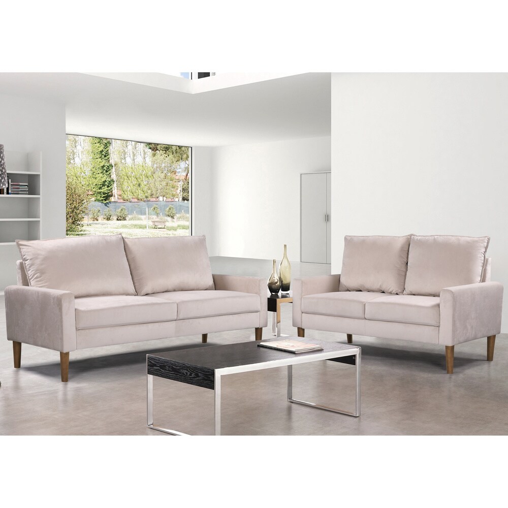 Carson Carrington Tagarp Velvet Fabric Loveseat and Sofa