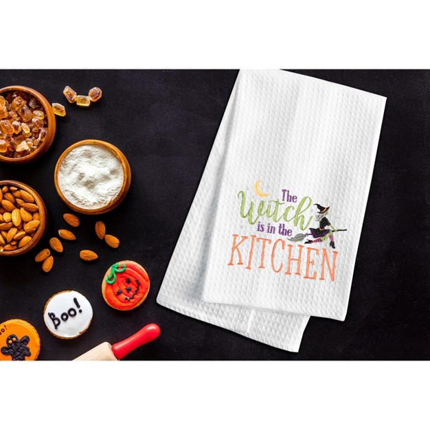 C amp f Home Witch Is In The Kitchen Halloween Cotton Embroidered Waffle Weave Kitchen Towel