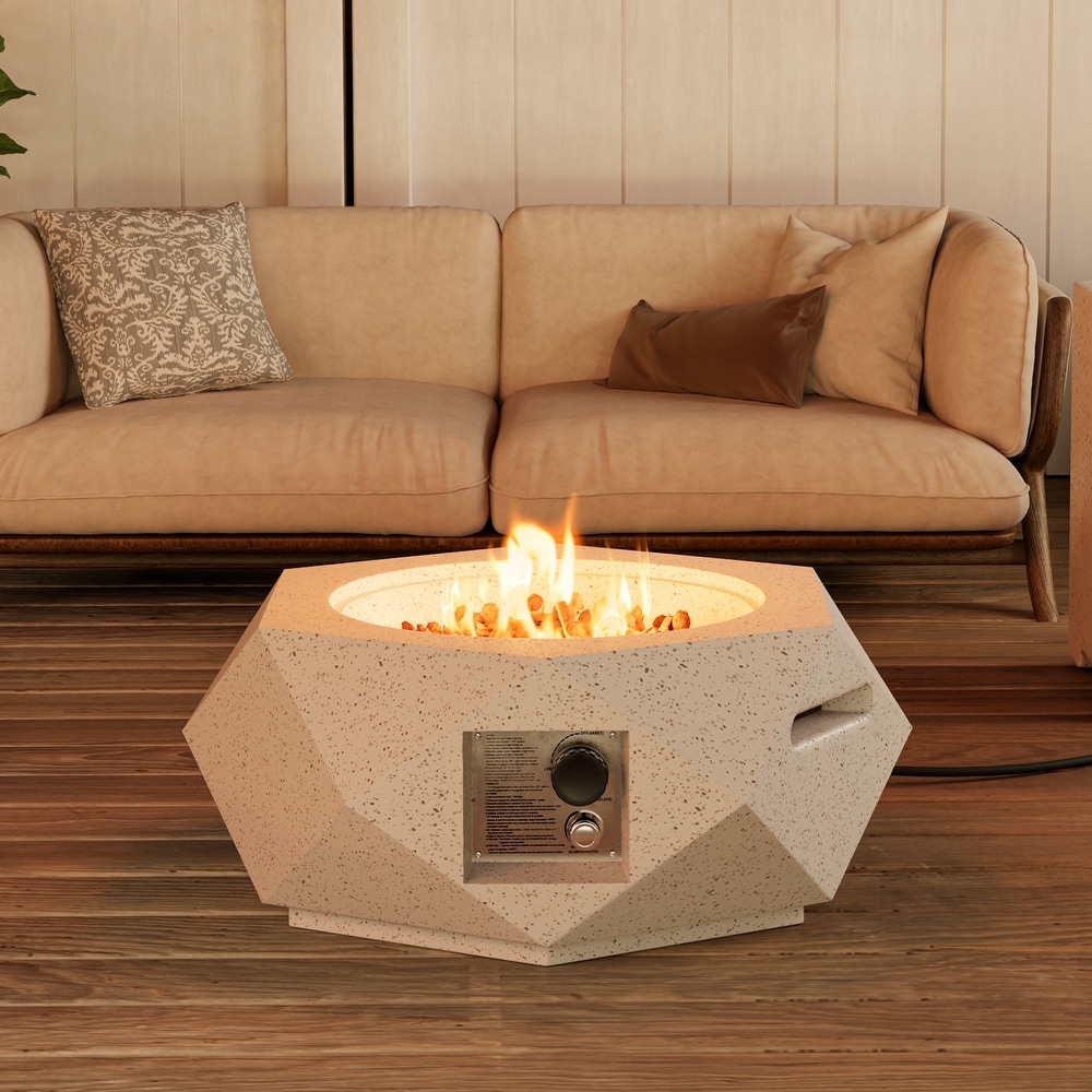 Hexagonal Terrazzo Outdoor Firepit Table