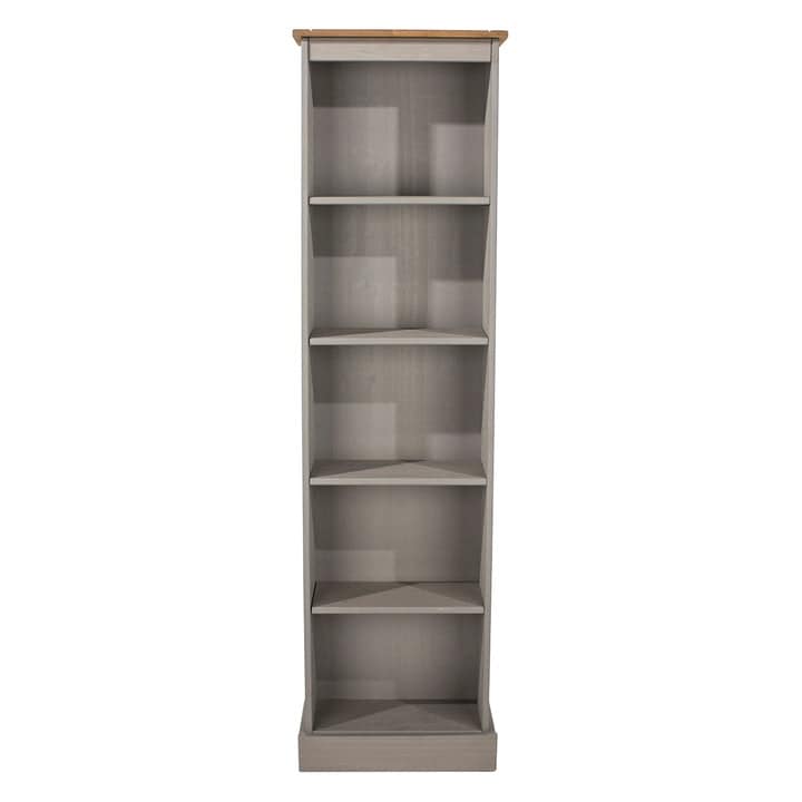 Wood Bookcase Tall Narrow Corona Collection  Furniture Dash
