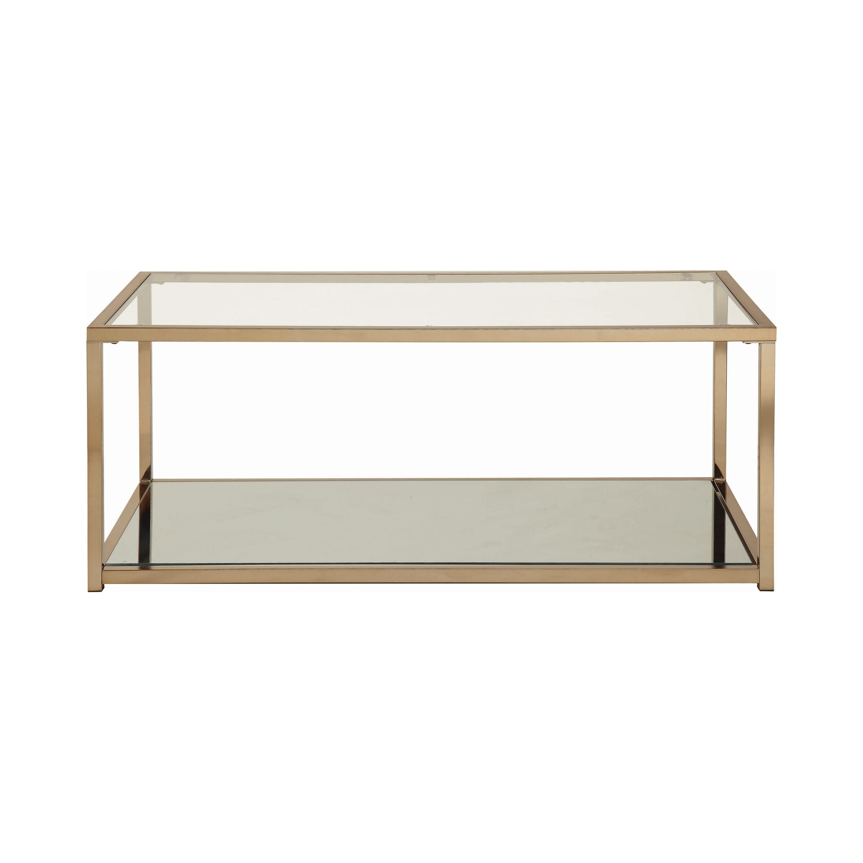 Coffee Table with Mirror Shelf Chocolate Chrome