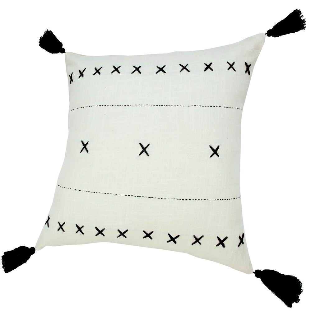 LR Home Bohemian Basics Geometric Embroidered Throw Pillow