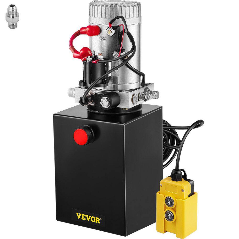 VEVOR Hydraulic Power Unit 6 Quart Hydraulic Pump Single Acting 3200 PSI Max Power Unit for Dump Trailer Car Lifting 12V DC 6LCZYYBTXDZY00001V0