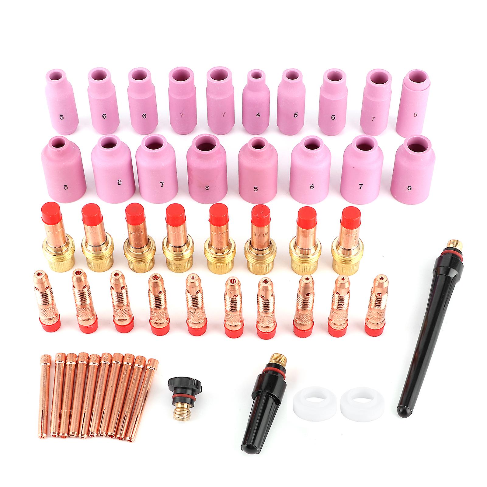 51pcs/set Welding Nozzle Ceramic Torch Gas Lens Welder Tip For Wp/17/18/26 Repairing Tool