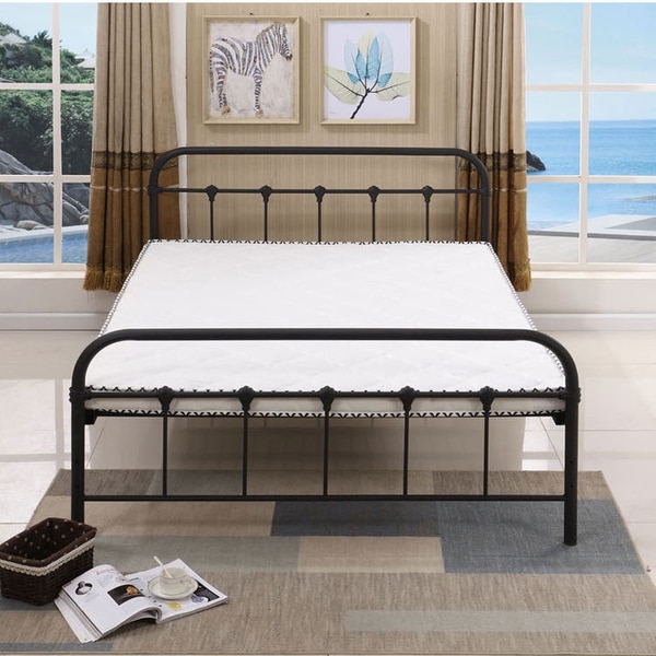 Metal Bed Frame With Black Ball Headboard And Footboard The Rustic Style - - 36901614