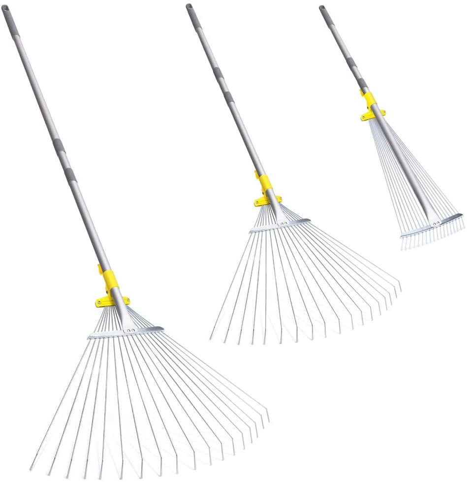 Jardineer 73 inch Adjustable Garden Rake, Leaf Rake, steel