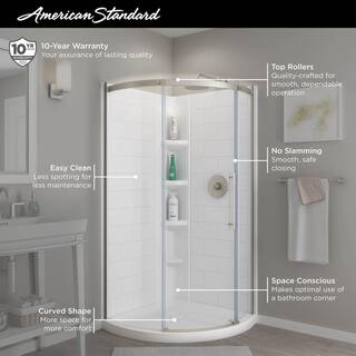 American Standard Ovation Curve 36 in. W x 72 in. H Sliding Frameless Curved Shower Door in Matte Black AM00846400.243