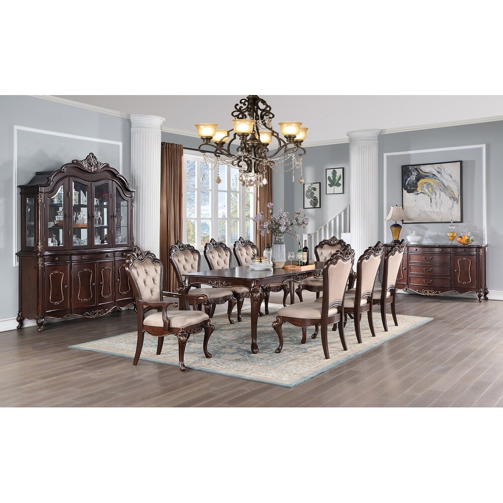 New Classic Furniture Gramercy Beige and Cherry 7 Piece Dining Set