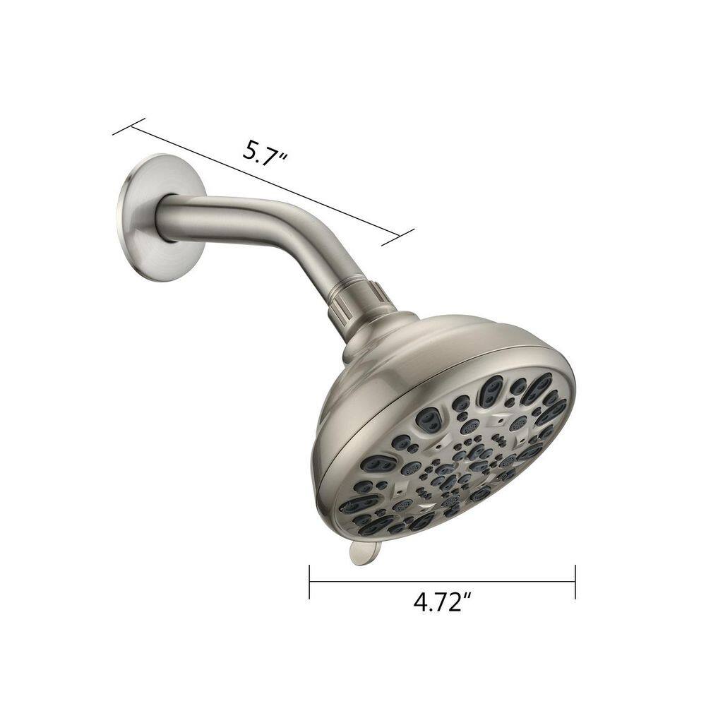 6-Spray Patterns 5 in. Single Wall Mount Handheld Shower Head in Brushed Nickel Koo-LQW1-7345