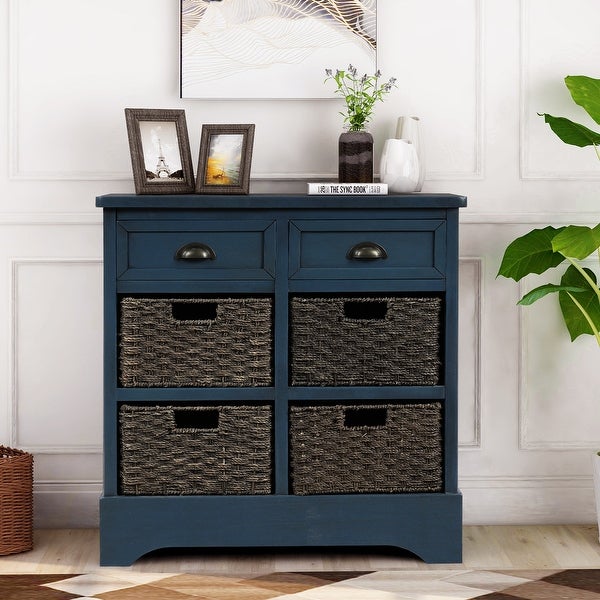 Modern Storage Cabinet with Two Drawers and Four Basket