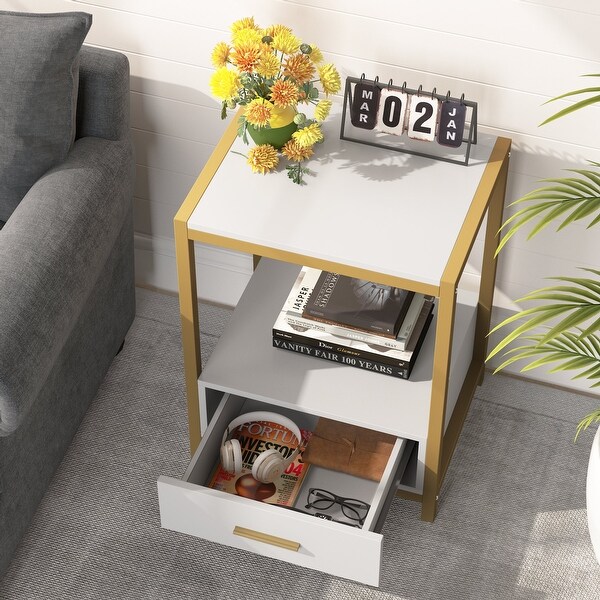 Nightstands，Bedside Table End Table Side Table with Drawers and Storage Shelf - - 33503761