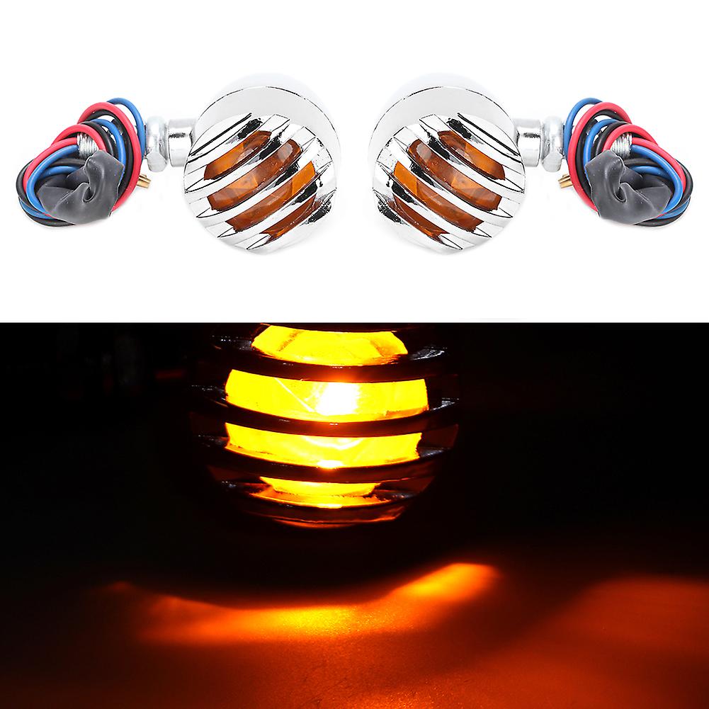 2pcs 12v 5w Electroplating Motorcycle Turn Signal Indicator Light Front Rear Universal Lampyellow