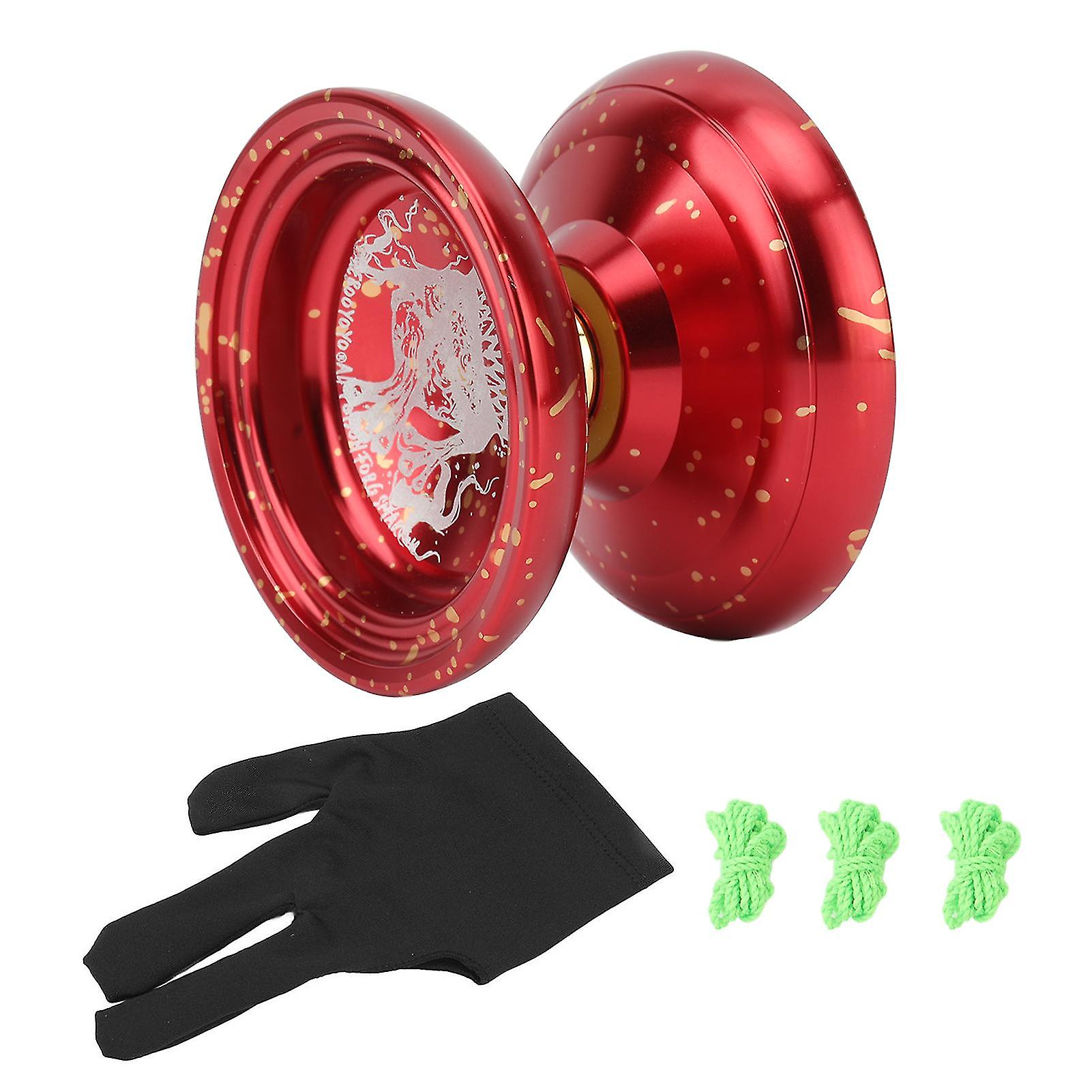 Kids Yoyo Toy Unresponsive Bearing Stable Rotation Cool Looking Alloy Yoyo Ball with Glove Strings Red Golden