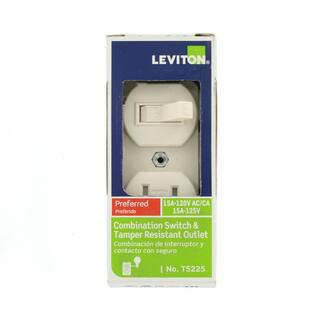 Leviton 15 Amp Tamper-Resistant Combination SwitchOutlet Light Almond R56-T5225-0TS