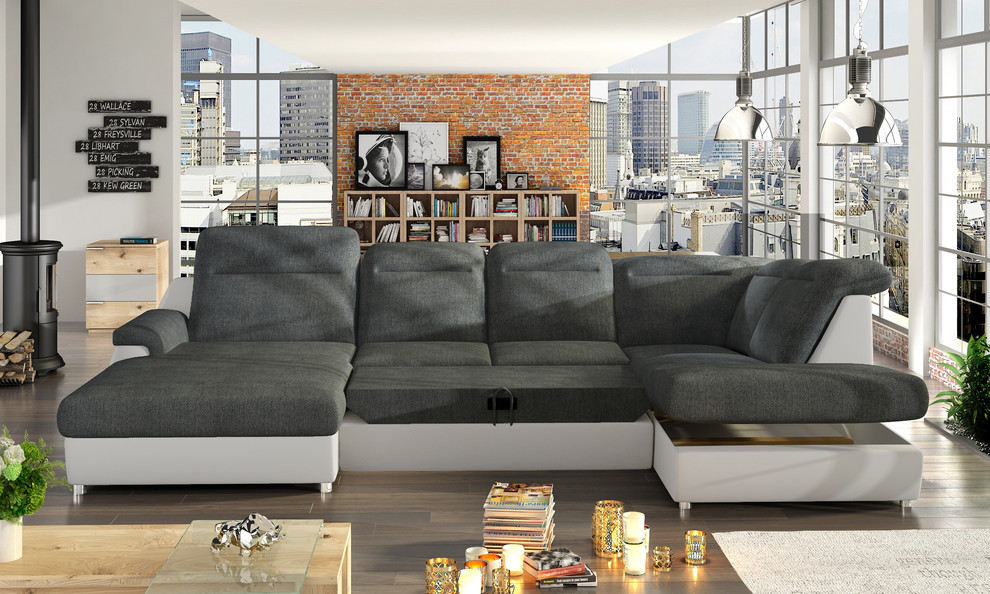 MONERO XL Sleeper Sectional Sofa   Contemporary   Sectional Sofas   by MAXIMAHOUSE  Houzz