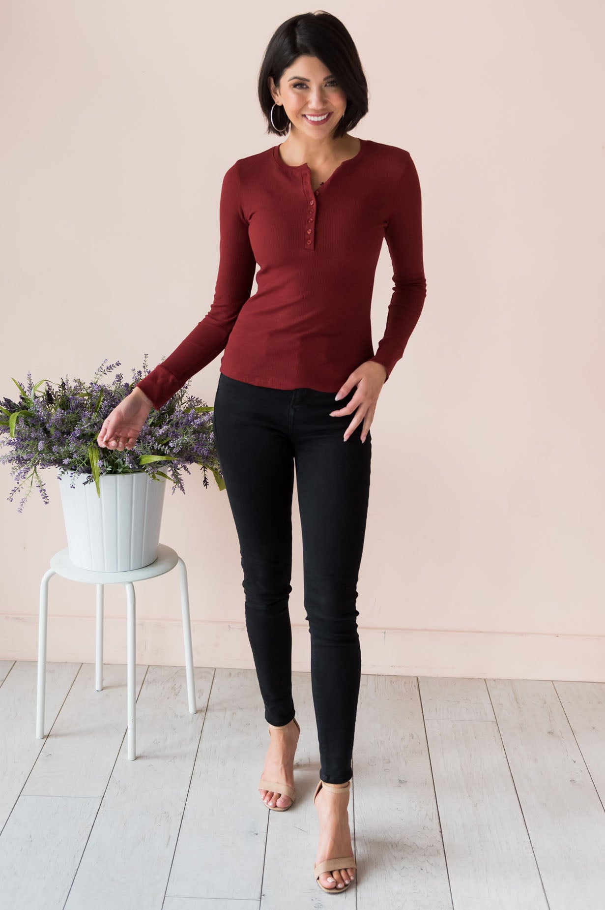 Changing Skies Modest Thermal Henley Top