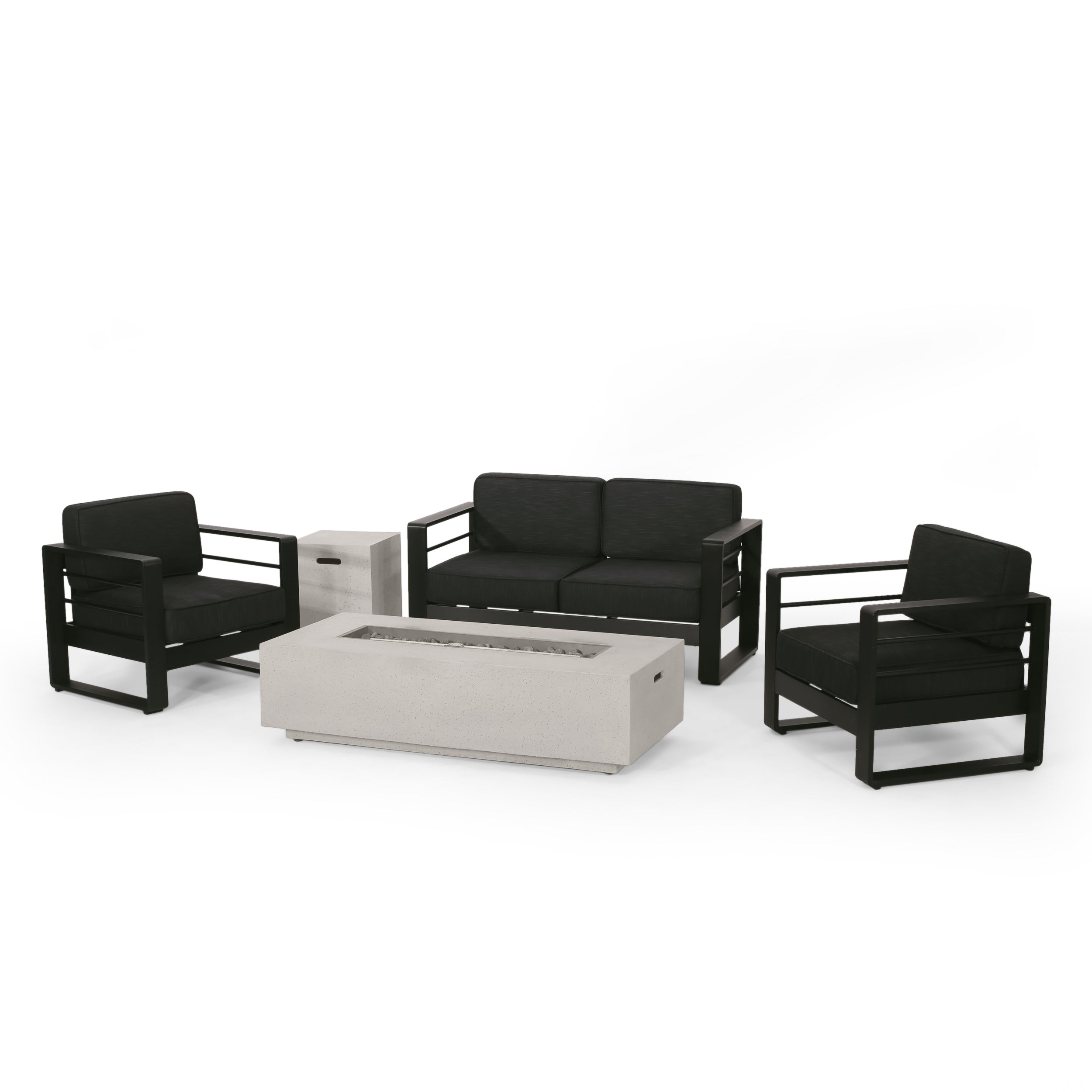 Gadd Outdoor Aluminum 4 Seater Chat Set with Fire Pit