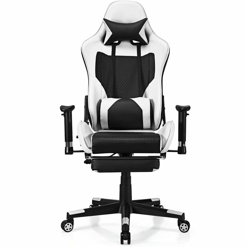 High Back E-Sport Massage Gaming Chair with Footrest & Headrest, Ergonomic PU Leather Gaming Seat, Video Game Chair Computer Chair