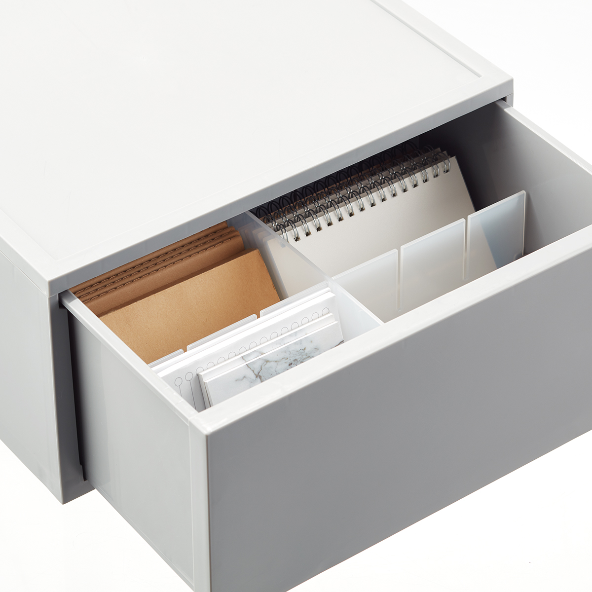 Grey Opaque Modular Stackable Drawers