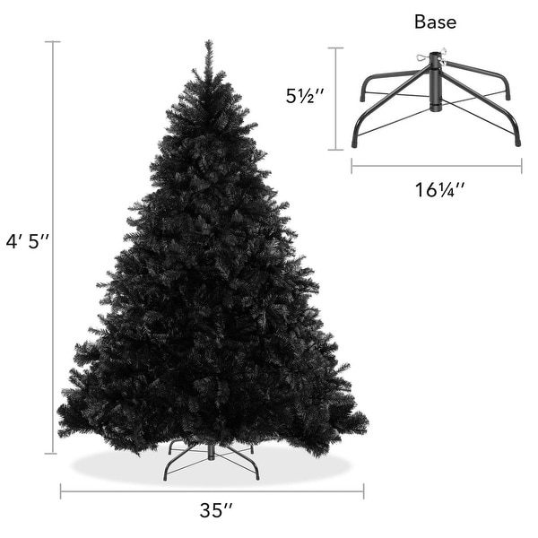 4.5FT Black Spruce Artificial Holiday Christmas Tree with Metal Stand