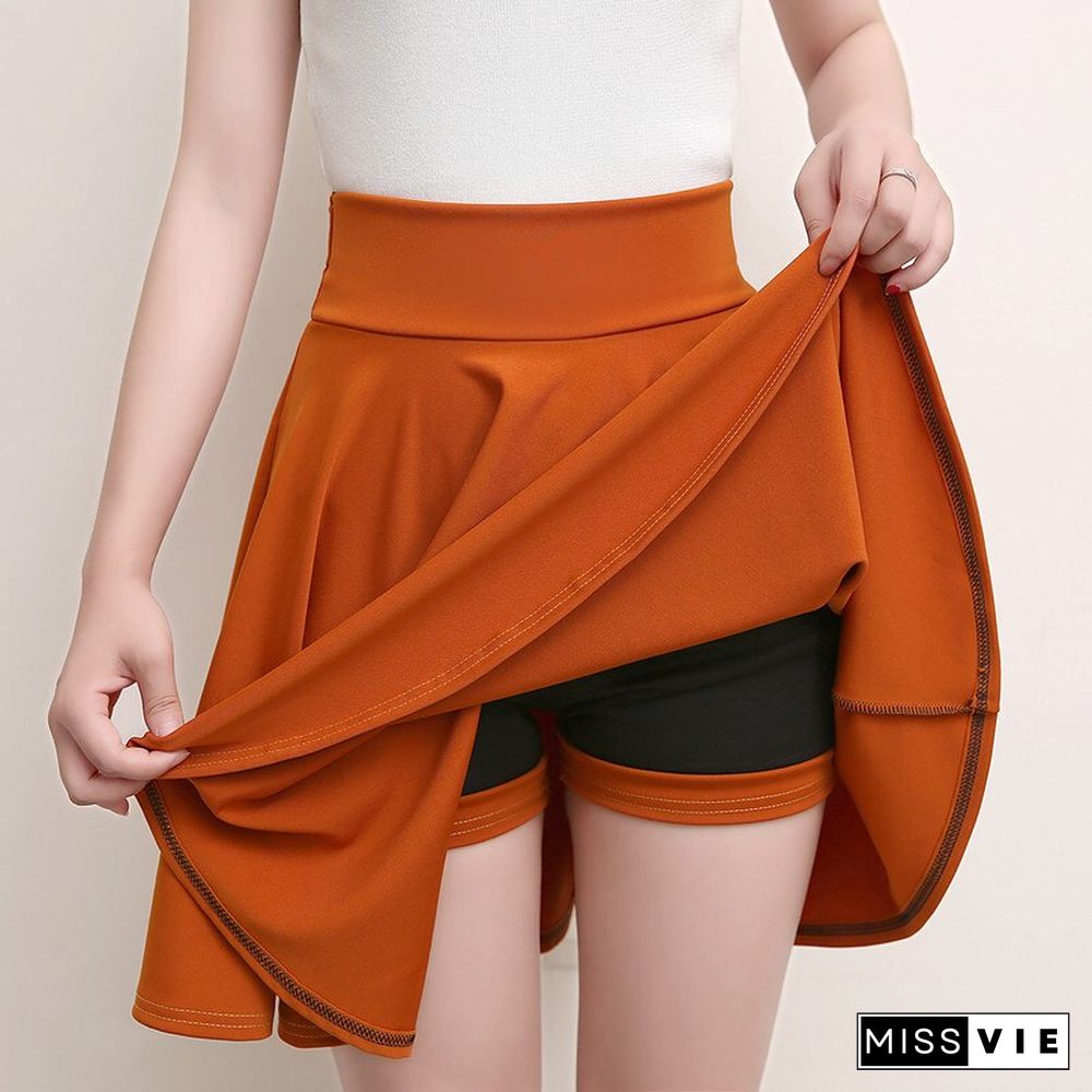 Fashion Kawaii A-line Mini Skirts Women Summer Elegant High Waist Elastic Dance Skirts New School Korean Style Skirt