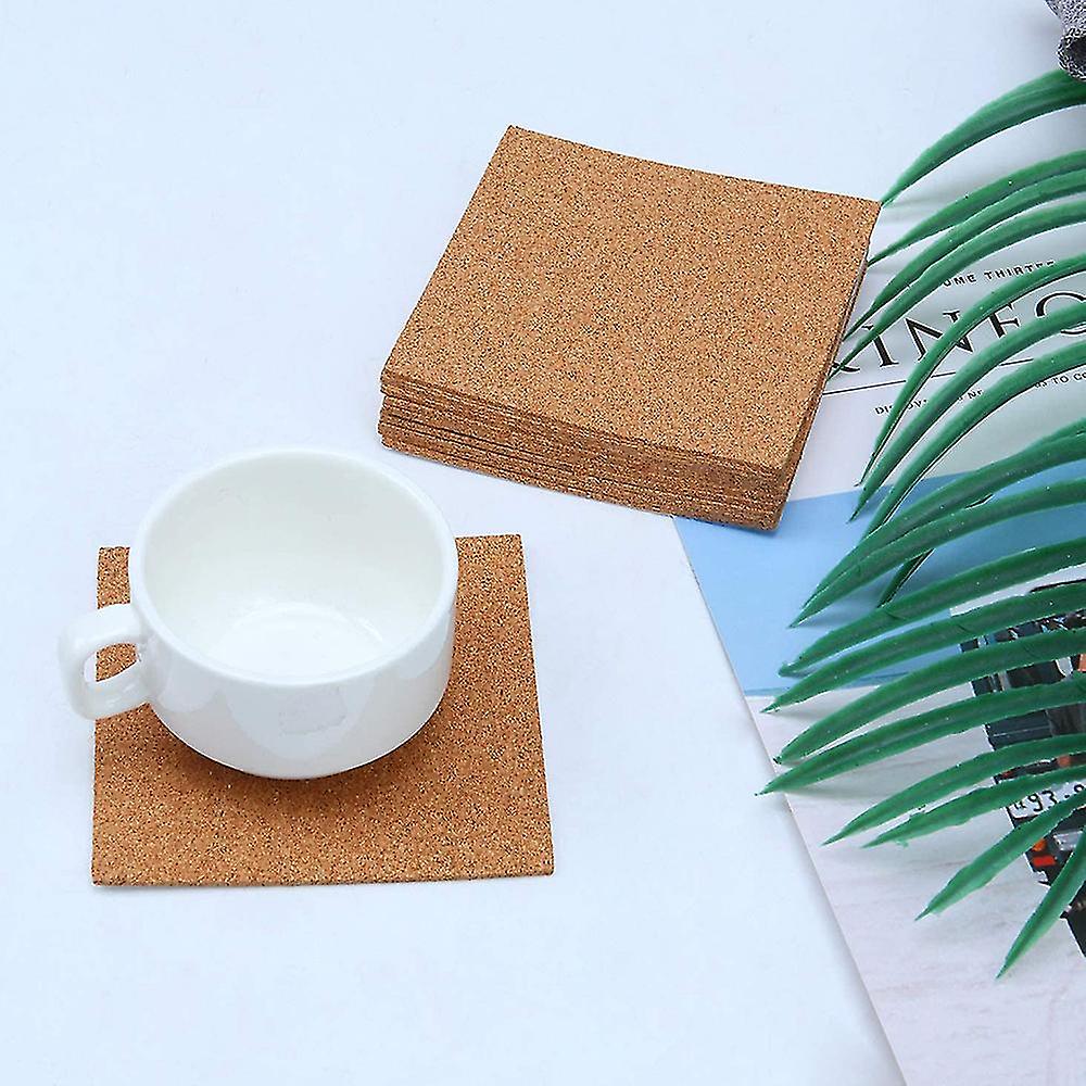 Square Coasters Set Of 6 Pcs Coasters Wood Cork Coasters 10x0.2cm Coasters Suitable For Home Restaurant Office