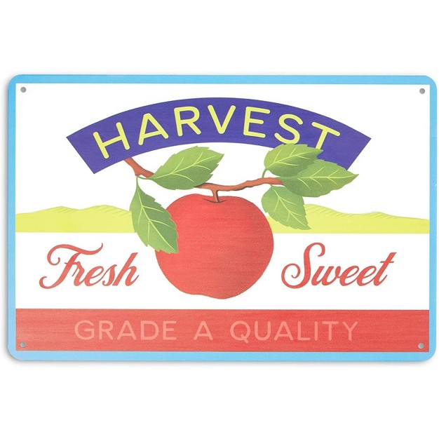 Farmlyn Creek 5 Pack Fruit Crate Label Wall Signs Metal Kitchen Decor 5 Designs 11 8 X 7 8 In