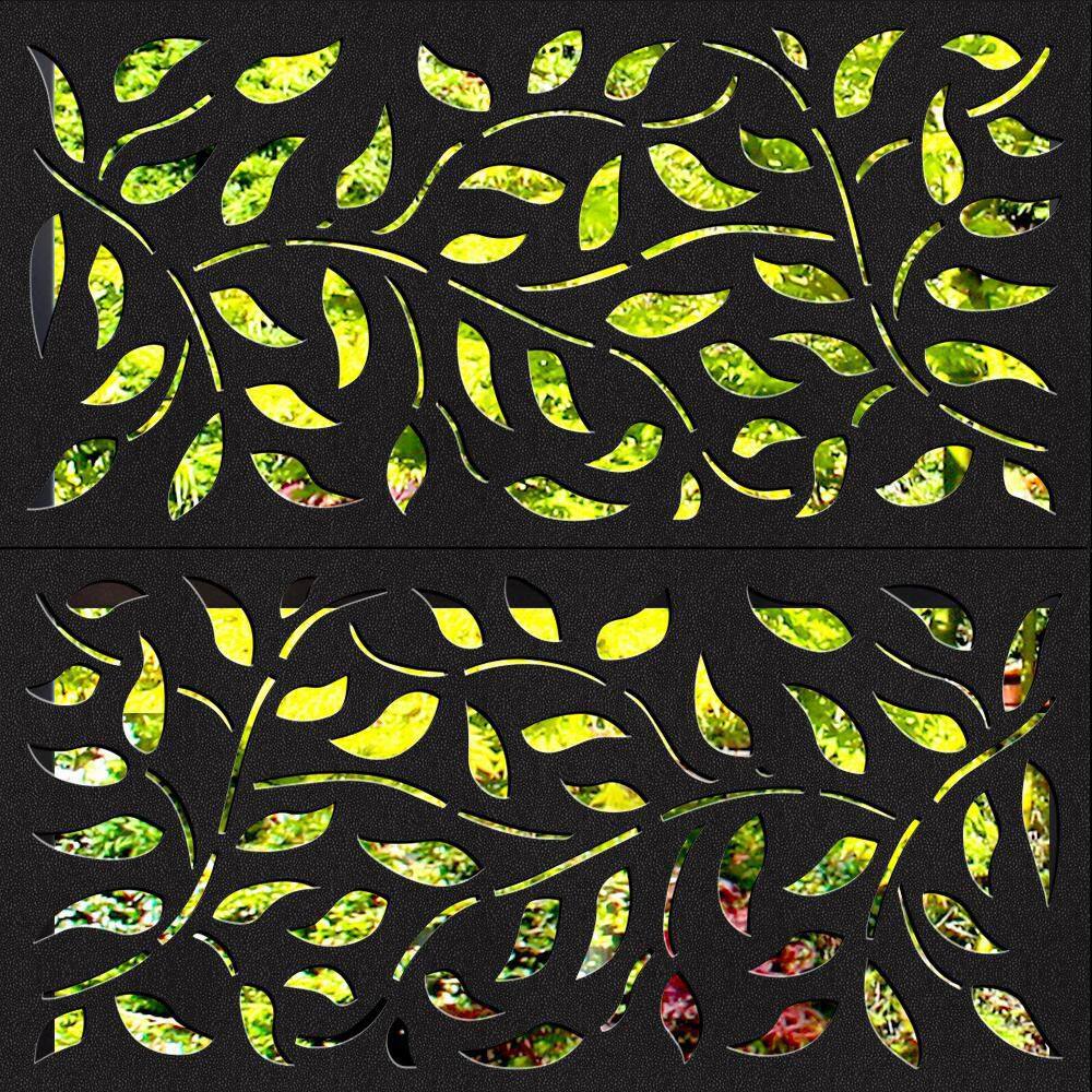 DESIGN VU Vines 6 ft. x 3 ft. Charcoal Recycled Polymer Decorative Screen Panel Wall Decor and Privacy Panel DVU3601C