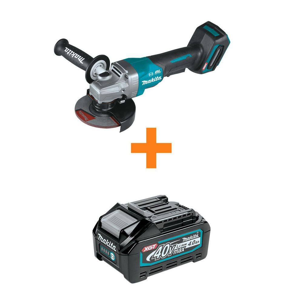 Makita 40V Max XGT Brushless Cordless 4-125 in. Paddle Switch Angle Grinder (Tool Only) with bonus 40V Max XGT 4.0Ah Battery GAG03Z-BL4040