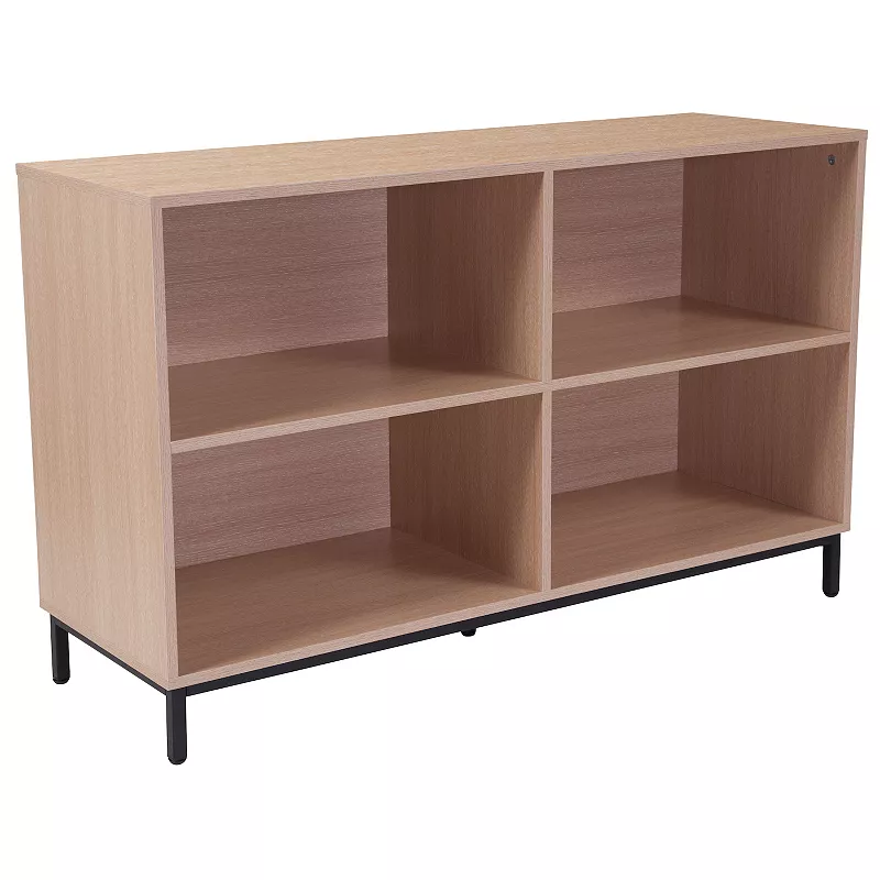 Emma and Oliver 4 Shelf 29.5H Open Bookcase Storage in Oak Wood Grain Finish