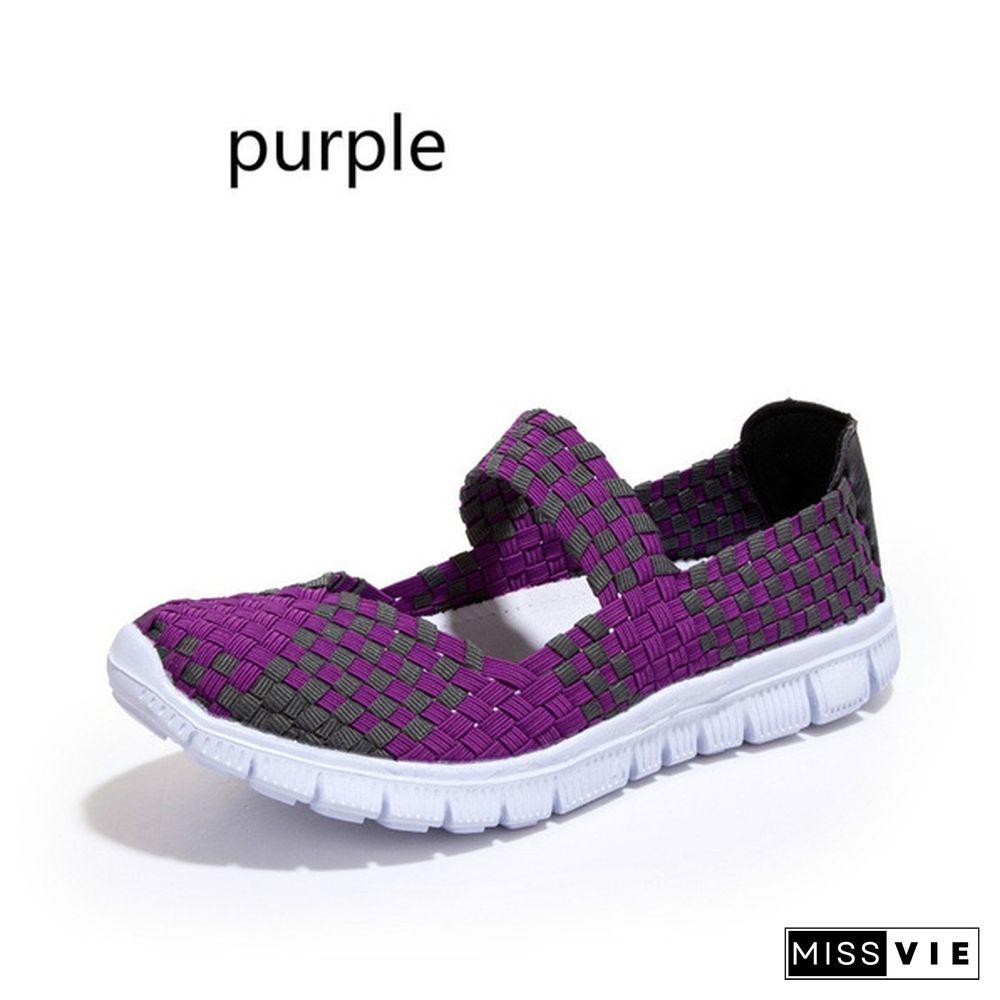 8 Colors Women's Slip On Running Shoes Casual Breathable Mesh Fabric Sneaker Flat Sandals