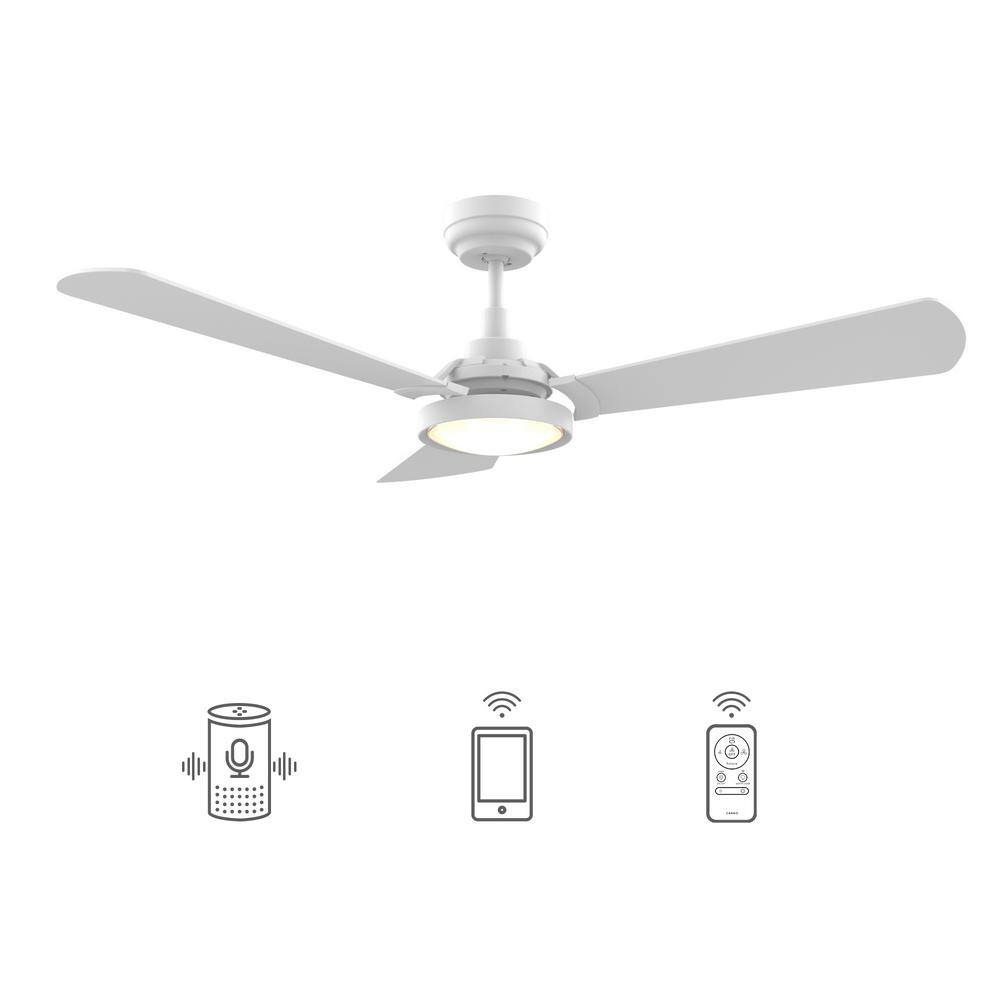 CARRO Veter 56 in. Dimmable LED IndoorOutdoor White Smart Ceiling Fan with Light and Remote Works with AlexaGoogle Home HS563B3-L22-W1-1