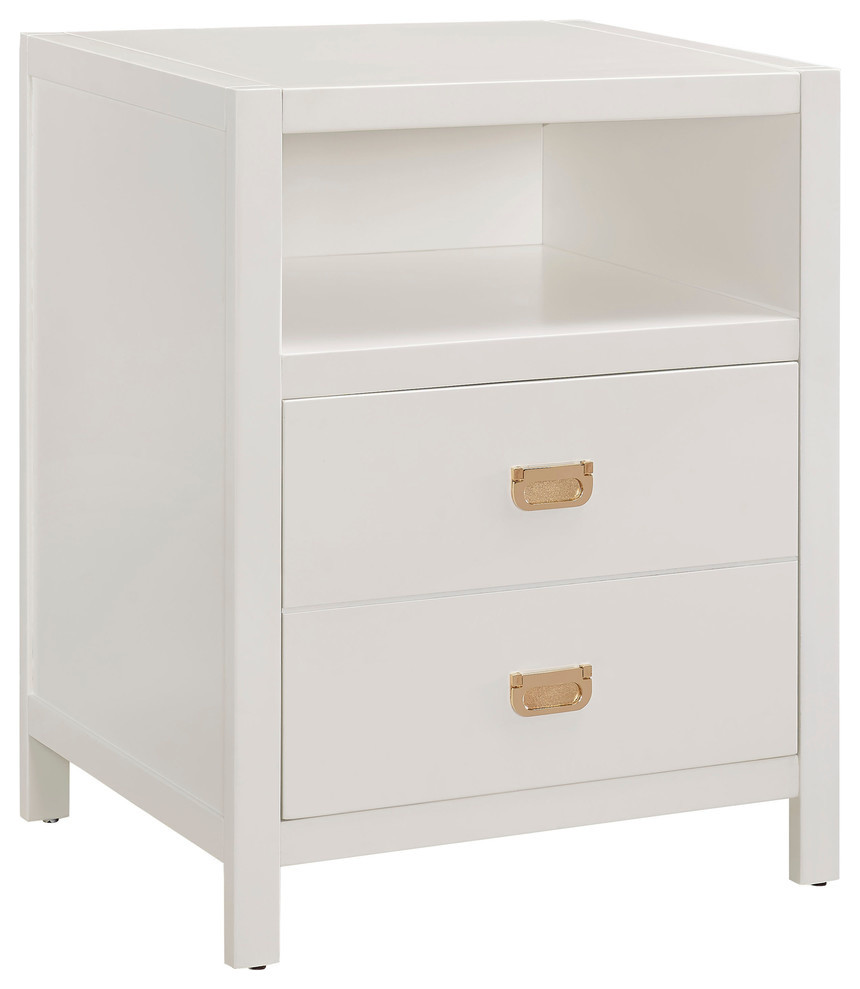 Linon Peggy Wood Two Drawer End Table in White   Transitional   Side Tables And End Tables   by Skyline Decor  Houzz