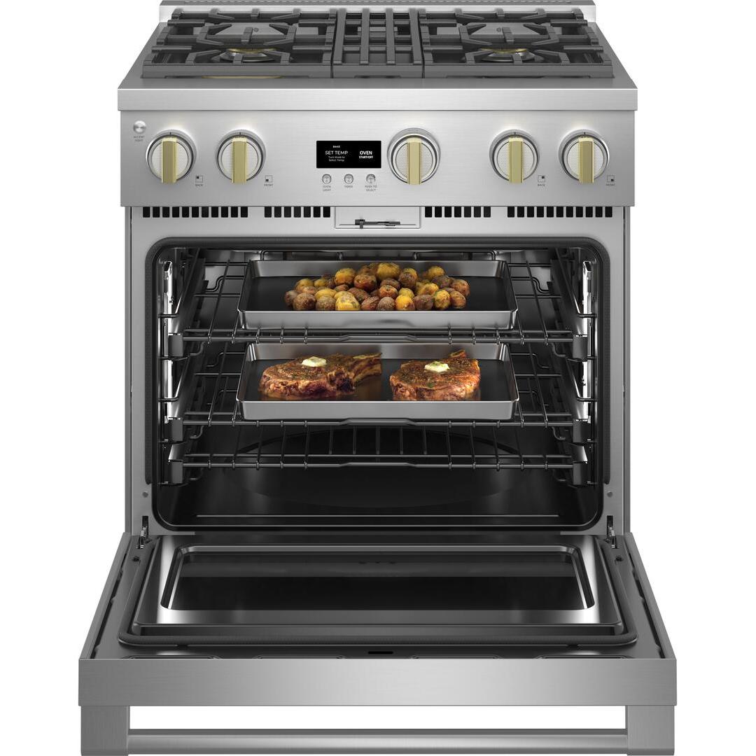 Monogram 30-inch Freestanding Dual-Fuel Range with True European Convection ZDP304NTSS