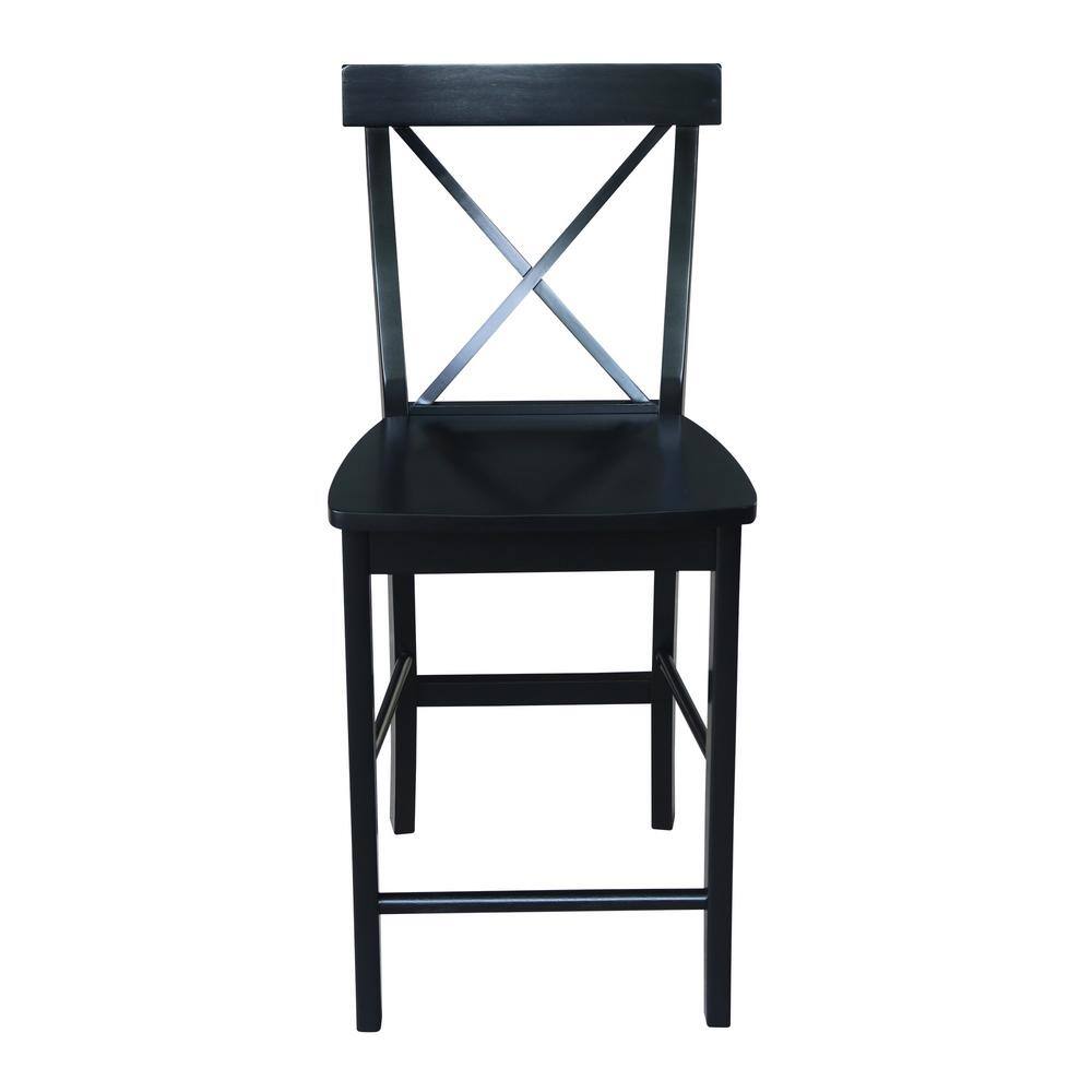 International Concepts X Back 24 in. Black Bar Stool S46-6132