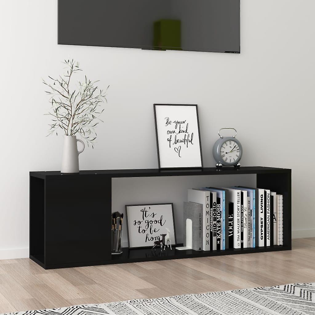 Tv Cabinet High Gloss Black 100x24x32 Cm Engineered Wood