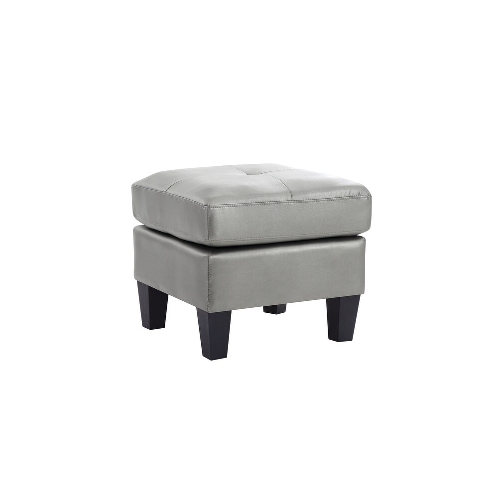 Small Faux Leather Square Ottoman