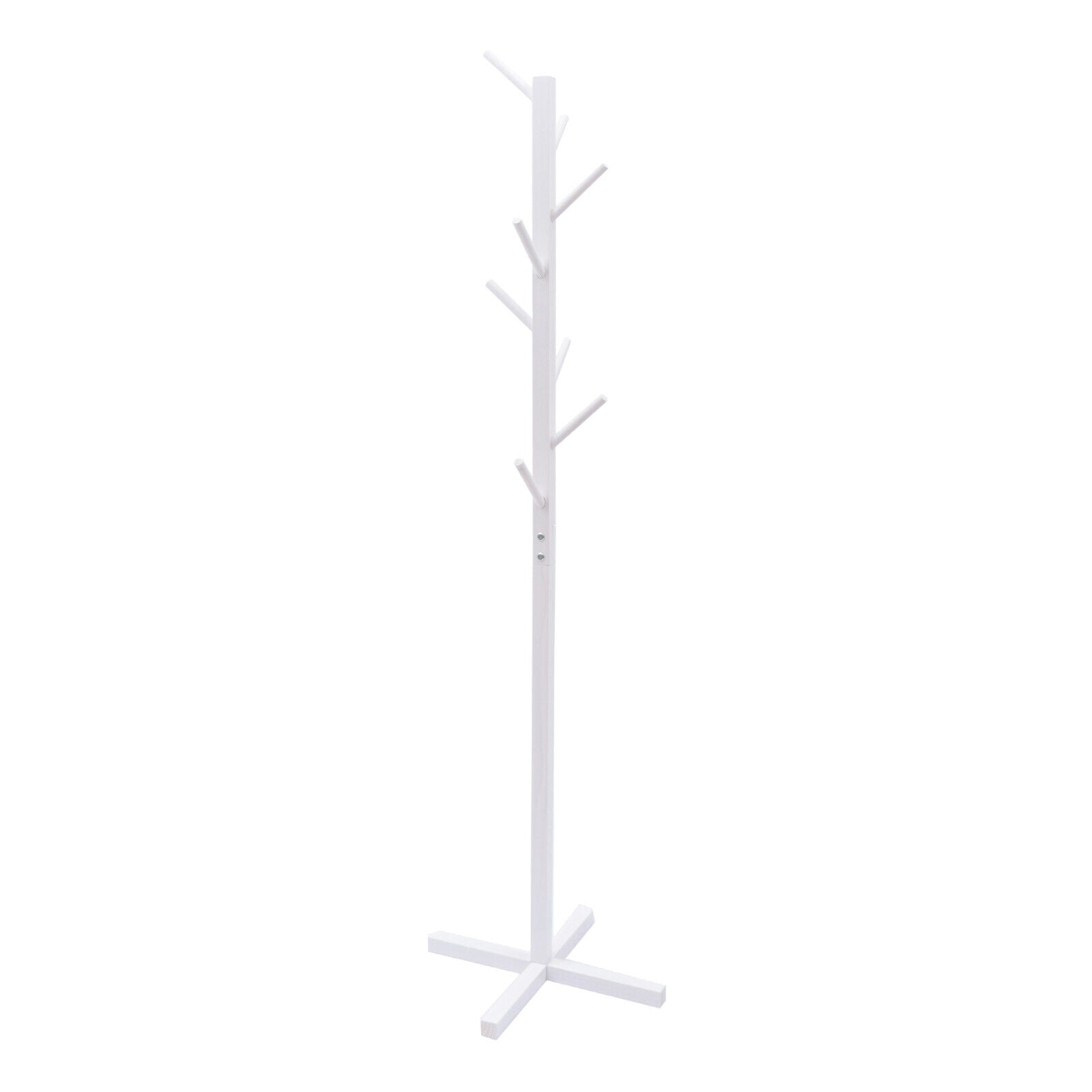 8-Hook Wooden White Coat Stand Hat Display Holder Rack Tree Shape Clothes Hanger Coats Hanger Clothes Rack  Freestanding Clothing Rack Storage Stand Holder