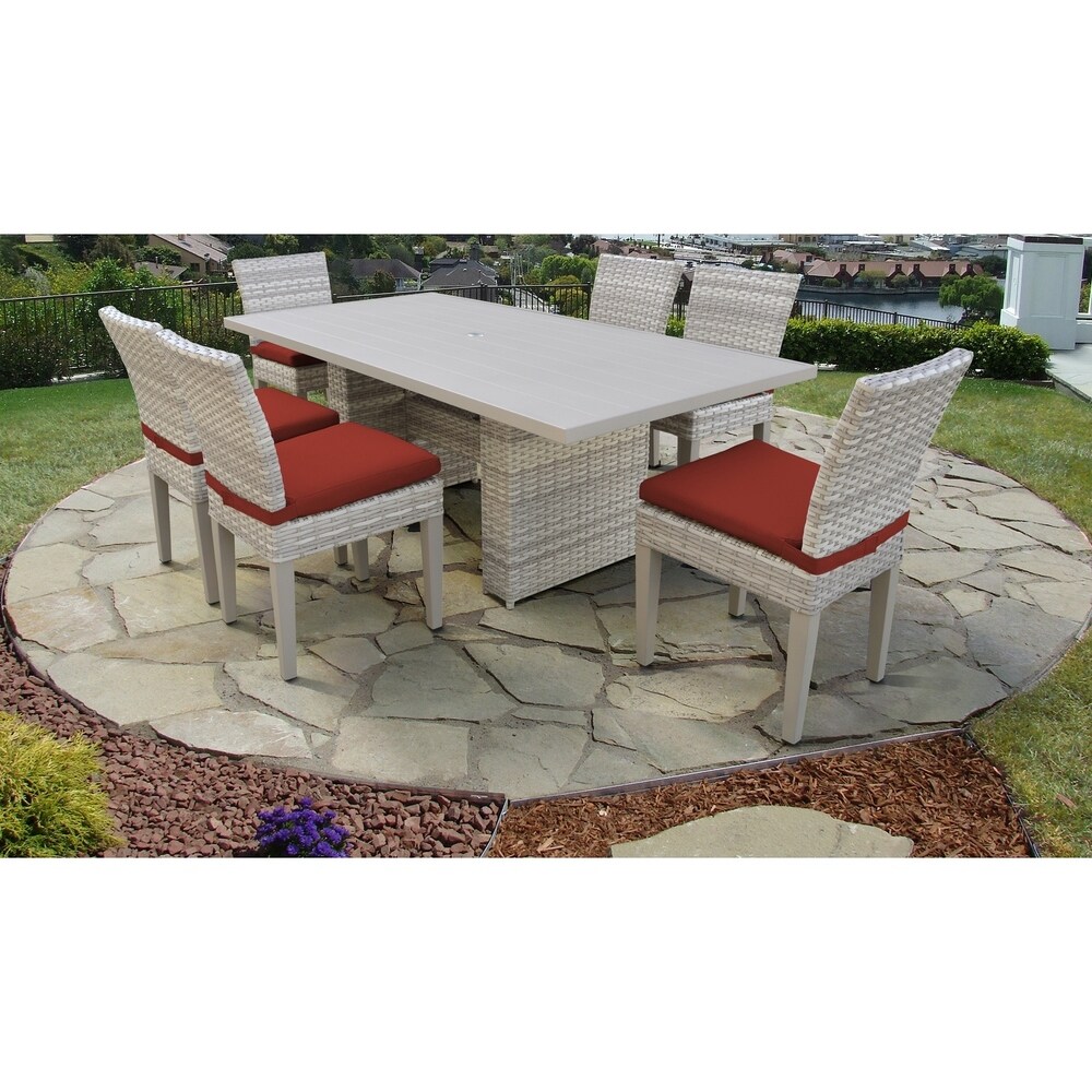 Fairmont Rectangular Outdoor Patio Dining Table with 6 Armless Chairs