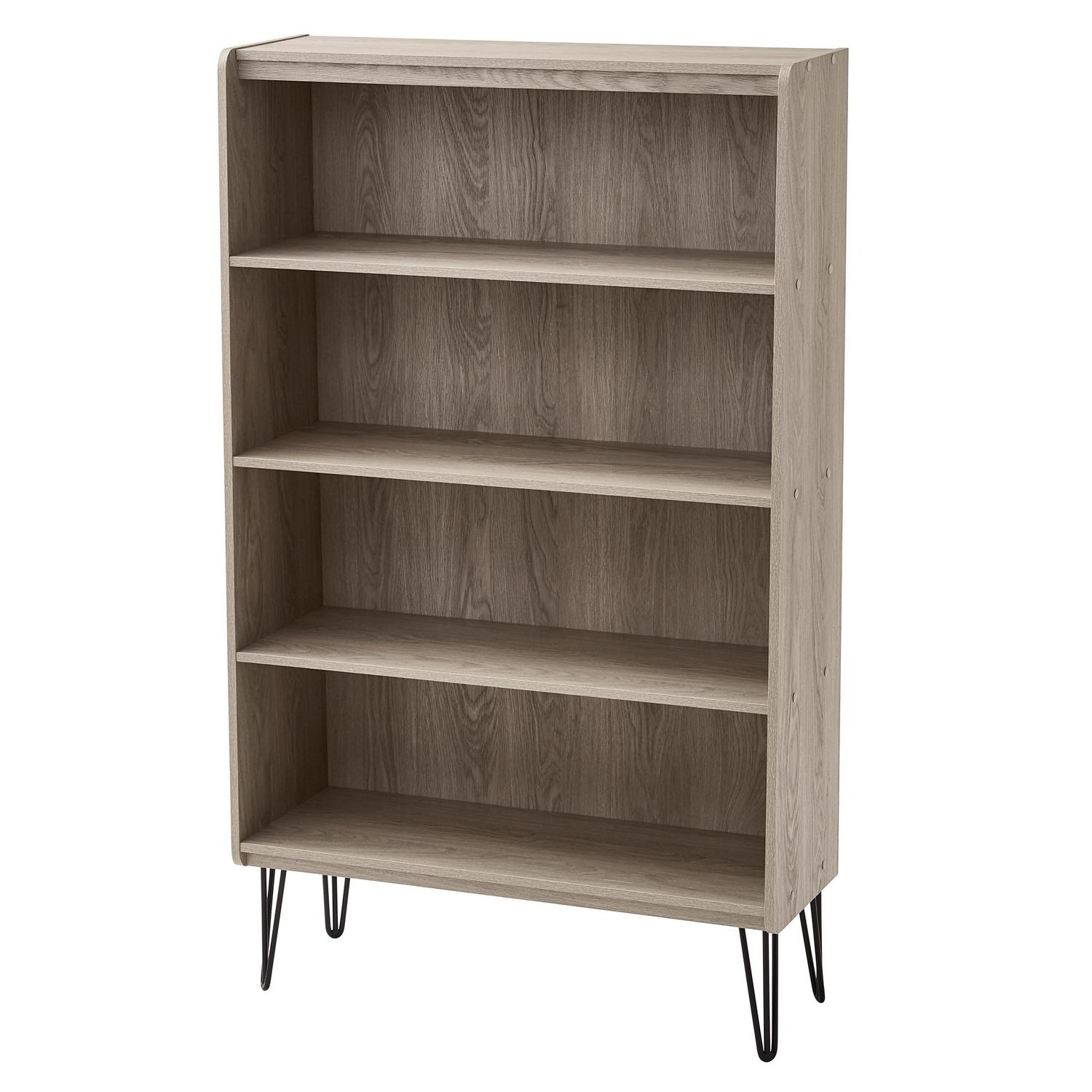 Mainstays Hairpin 4-Shelf Bookcase， Gray