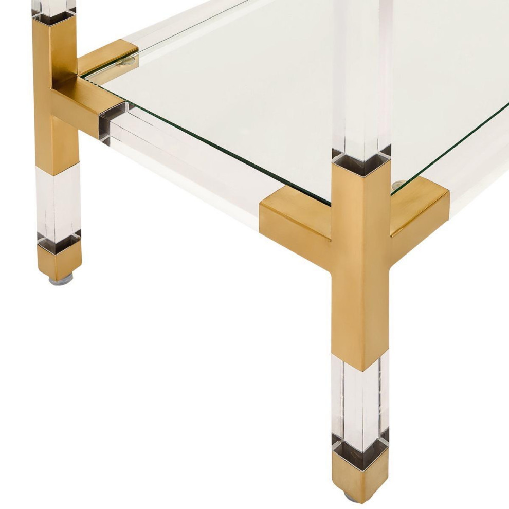 Chasity Acrylic Console  Brass   Contemporary   Console Tables   by Rustic Home Furniture Deco  Houzz