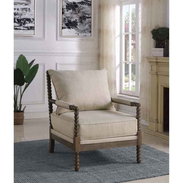 Coaster Furniture Blanchett Beige and Natural Cushion Back Accent Chair