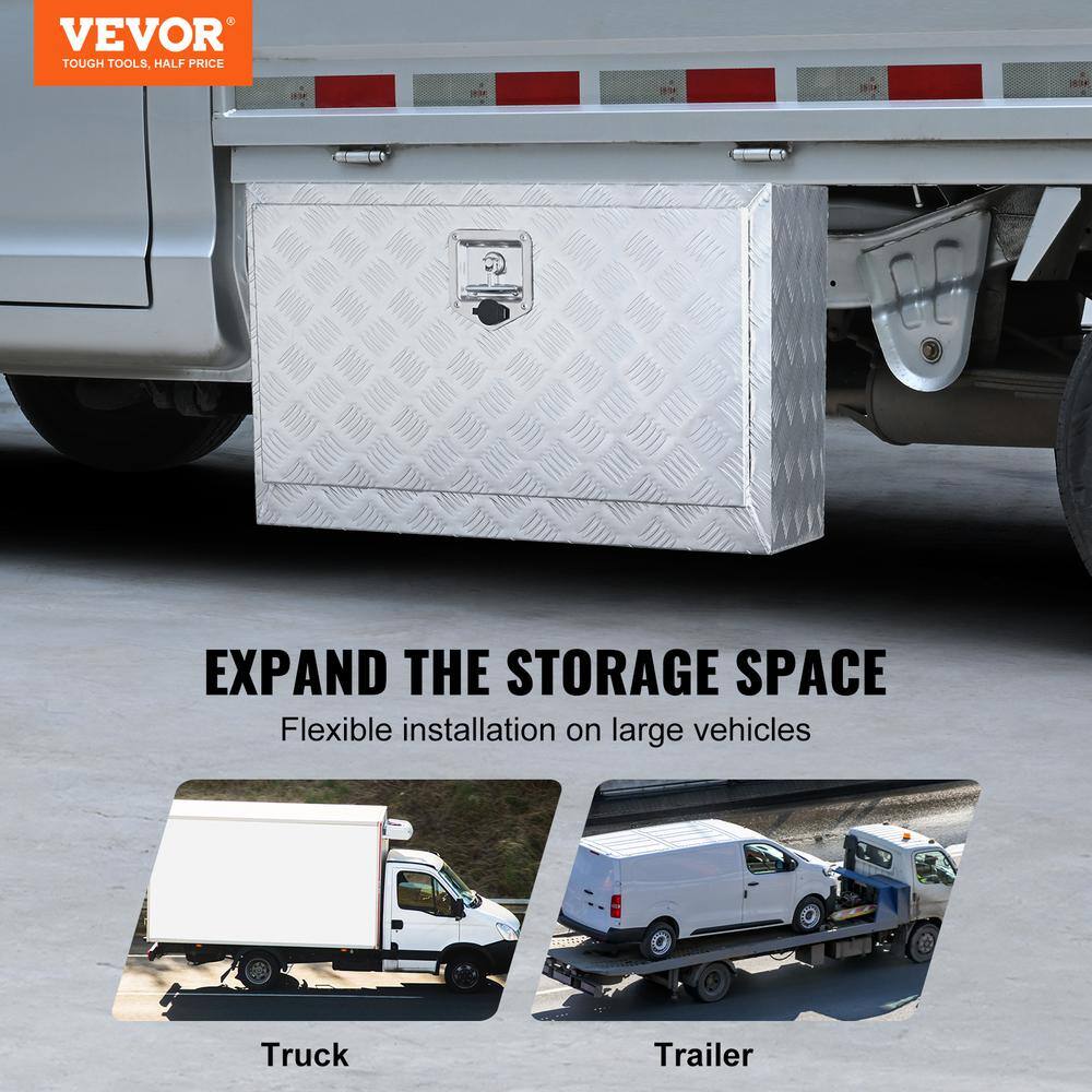 VEVOR 48 in. x 24 in. x 24 in. Underbody Truck Tool Box Aluminum Pickup Storage Box with Keys T-Handle Latch for Truck Trailer CDK482424INCHNDMQV0