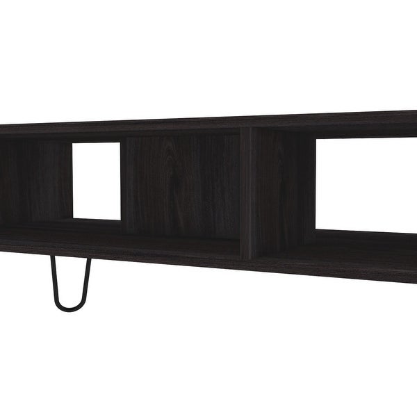 Minimalist Style Coffee Table with Hairpin Legs and Two Shelves for iving Room， Home， Office -Espresso