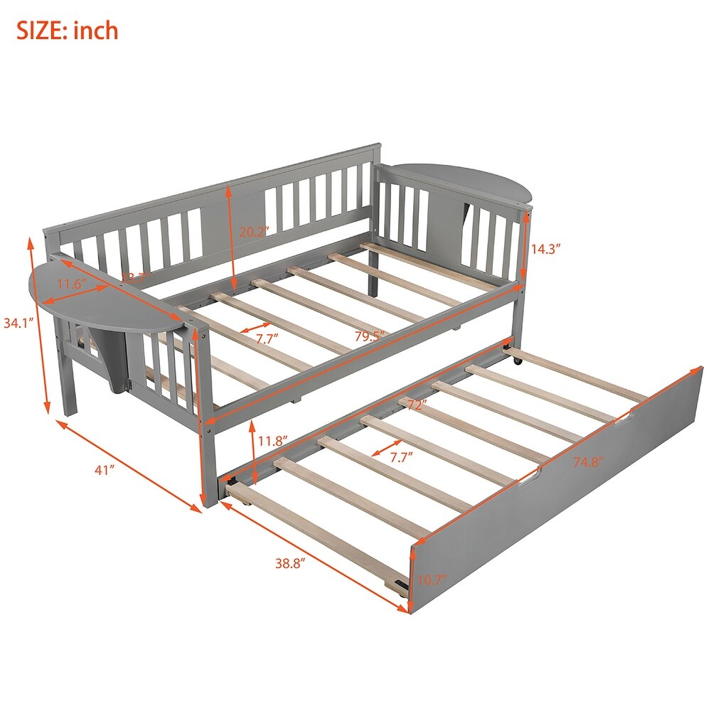 Merax Wooden Daybed with Twin Trundle Bed