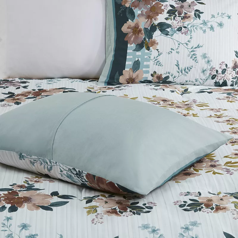 Madison Park Alaina 5-Piece Floral Cotton Comforter Set with Throw Pillows