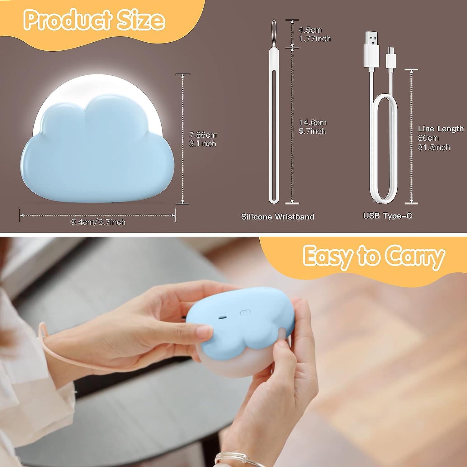 Cloud Kids Night Light， Baby Night Light， With 4 Intensities And Silicone Strap， Rechargeable Led Night Light，ideal For Baby And Mum (blue)