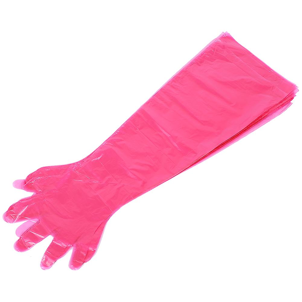 50pcs Disposable Long Arm Gloves Soft Elastic For Livestock Veterinary Examination Redred Long Arm Gloves