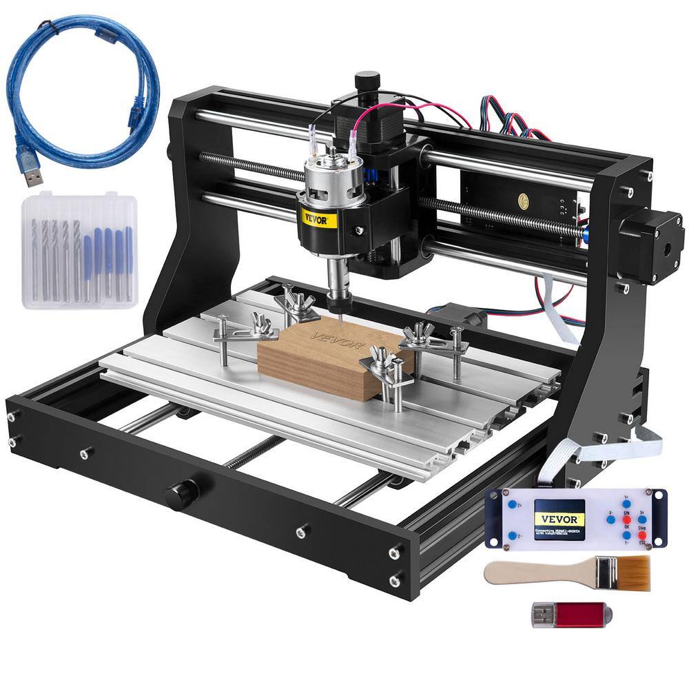 VEVOR CNC 3018-PRO 3 Axis CNC Router Kit GRBL Control Plastic Acrylic PCB PVC Wood Carving Milling Engraving Machine DKJ3018PROJCK0001V1